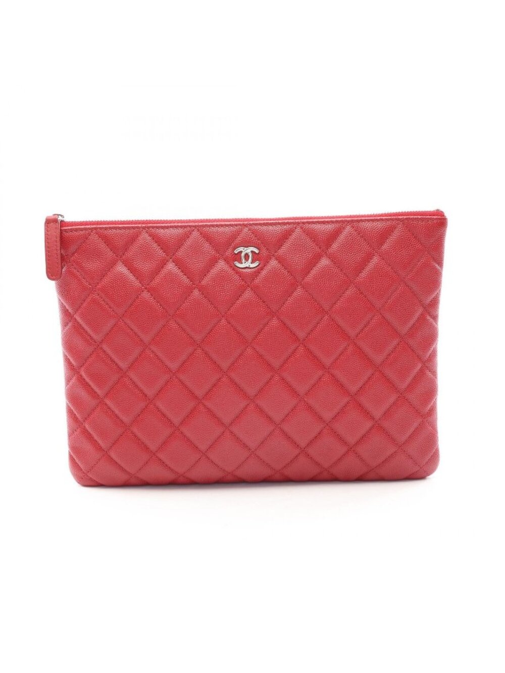 Chanel Clutch Quilted Red Caviar Leather